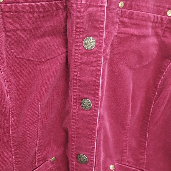 Amber Sun Jacket Corduroy Burgundy Red Womens Large Snap Front - Picture 6 of 16